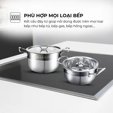 Bộ 3 Nồi Inox 304 Đáy Từ 5 Lớp Daelux DXSP-GS3 5