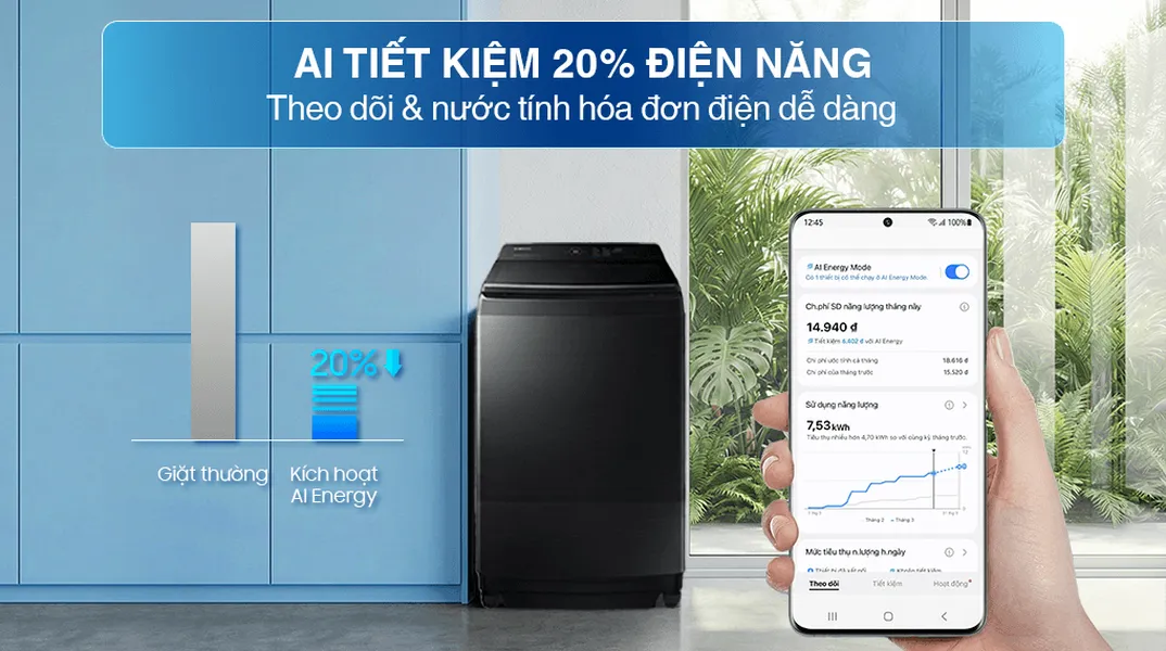 Máy Giặt Samsung Inverter 19 Kg WA80F19B9BSV