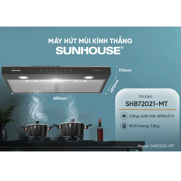 Máy Hút Mùi Kính Thẳng Sunhouse SHB72021-MT