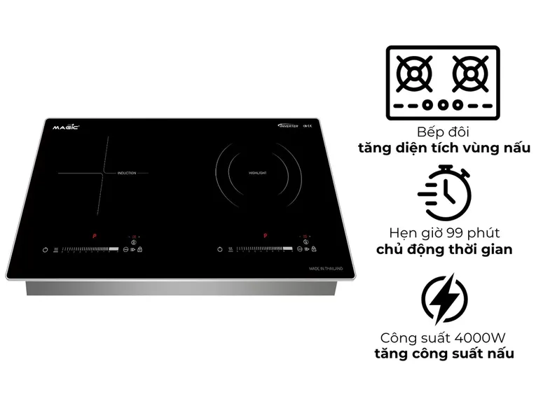 Bếp Đôi Điện Từ Kết Hợp Hồng Ngoại Magic Eco AC-222 - Xuất Xứ Thái Lan
