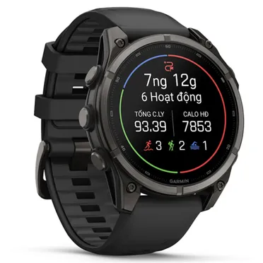 Đồng Hồ Thông Minh Garmin fenix 9 47mm Viền Titanium Carbon Dây Silicone 1
