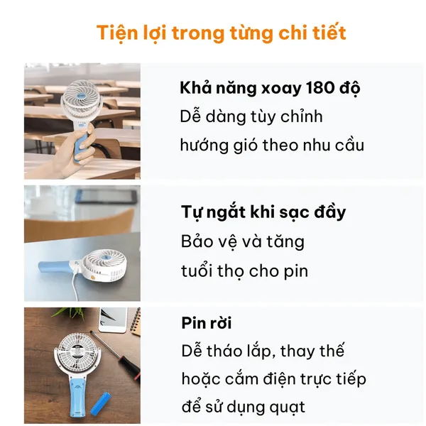 Quạt Cầm Tay Mini Comet CRF0904
