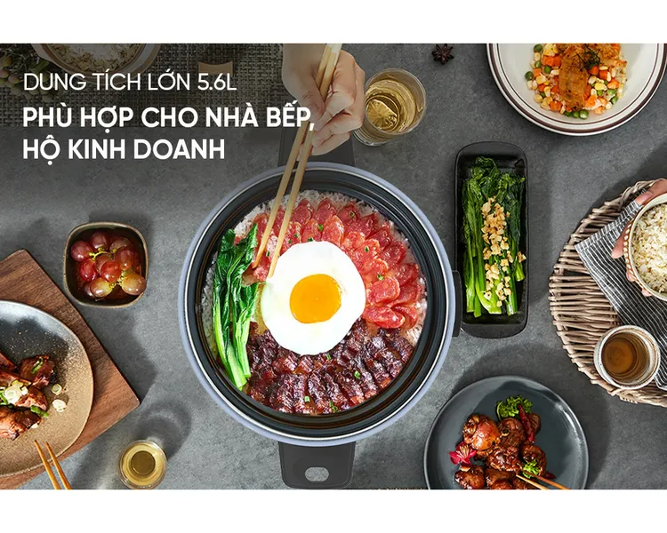 Nồi Cơm Điện Nắp Rời Dung Tích Lớn 5.6 Lít Sunhouse SHD8156