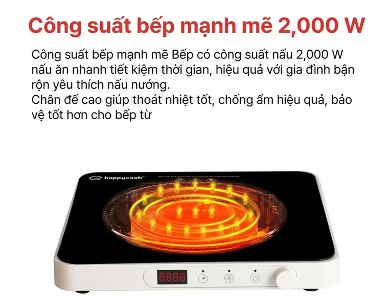 Bếp Từ Đơn Happy Cook HSI-200KS 2000W