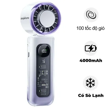 Quạt Cầm Tay Có Sò Lạnh Simplehome A231 Màu Tím Ombre