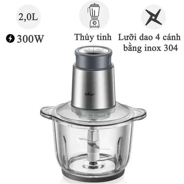Máy Xay Thịt Đa Năng Bear QSJ-B03Y7 2.0 Lít