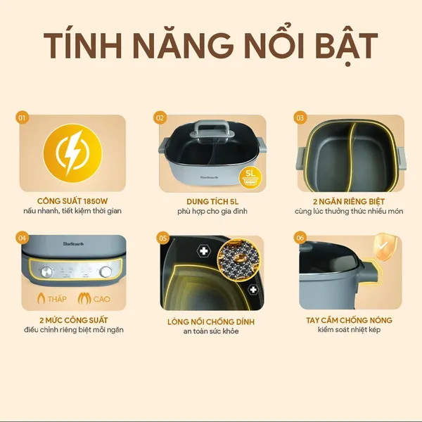 Nồi Lẩu Điện Đa Năng BlueStone MPB-7257 5 Lít