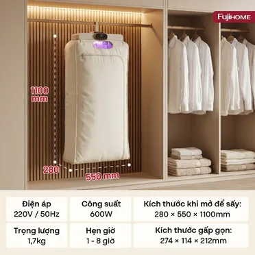 Máy Sấy Quần Áo Và Khử Trùng UV Gấp Gọn Fujihome FCD16 1