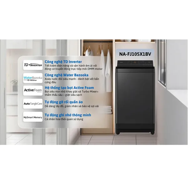 Máy Giặt Panasonic Inverter 10.5 Kg NA-FJ105X1BV