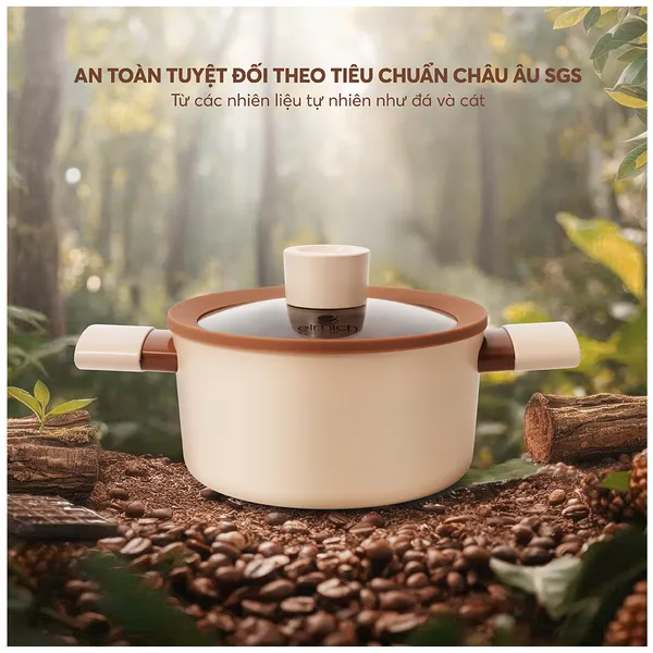 Bộ Nồi Chống Dính Ceramic Elmich Mocha EL5243MC04 Size 18,20,24, Quánh 16cm