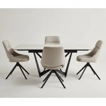 Bộ Bàn ăn (Mở rộng) Isabella VA3142-GNS-200 + 4 Ghế ăn Elsa VD3136-R Coffee