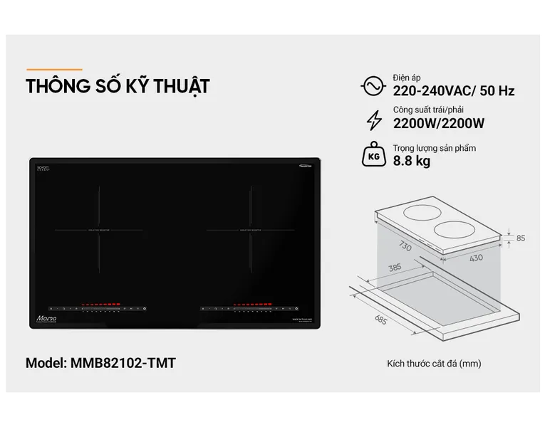 Bếp Đôi Điện Từ Sunhouse Mama MMB82102-TMT - Xuất Xứ Thái Lan