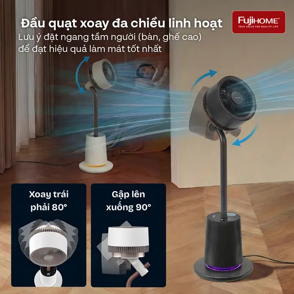 Quạt Tuần Hoàn Thông Minh, Ra Lệnh Giọng Nói Fujihome Luxury CFR01PRO-VOICE (Màu đen)