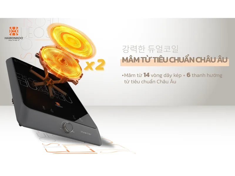 Bếp Điện Từ Đơn Kèm Nồi Lẩu Hawonkoo Seoul-CEH-106-Inverter-GR 2100W