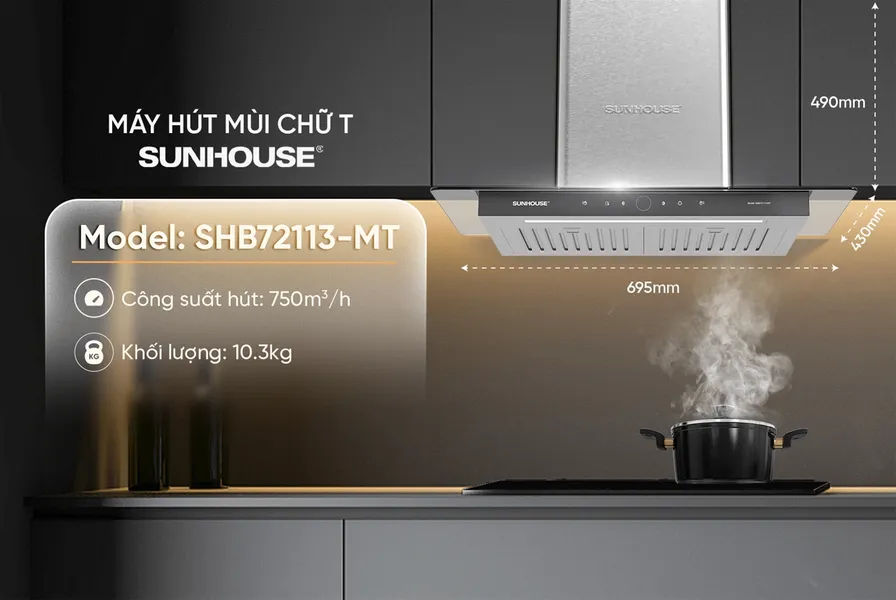 Máy Hút Mùi Chữ T Sunhouse SHB72113-MT