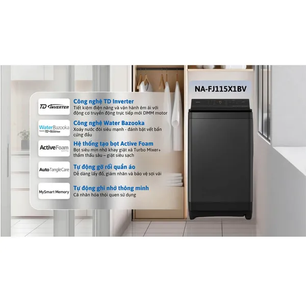 Máy Giặt Panasonic Inverter 11.5 Kg NA-FJ115X1BV