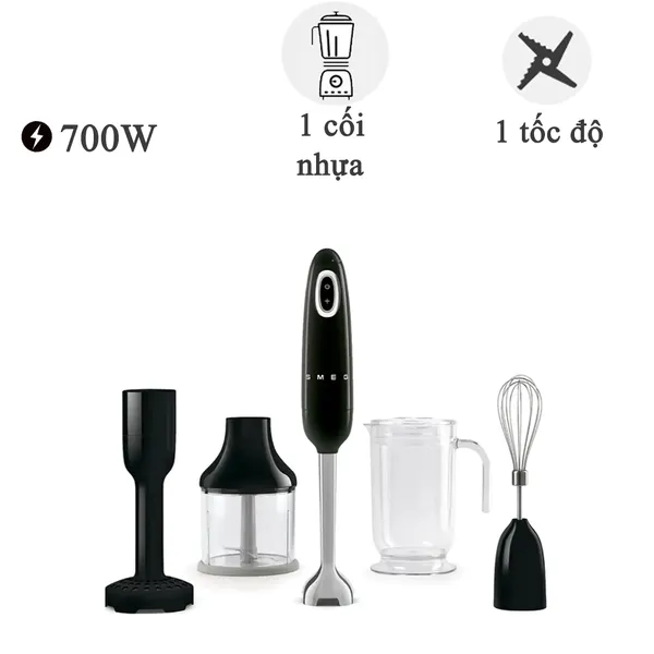 Máy xay cầm tay Smeg HBF02BLEU, màu đen 700W