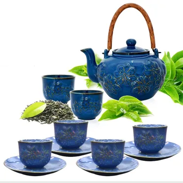 Bộ ấm trà hoa văn chạm nổi (TP003) 1