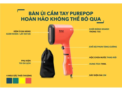 Bàn Ủi Hơi Nước Cầm Tay Pure Pop Tefal DT2022E1 9