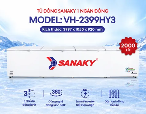 Tủ Đông Sanaky Inverter 2000 Lít VH-2399HY3 0