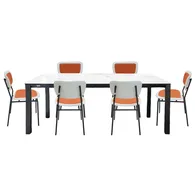 Bộ Bàn Ăn Grand T22981A-D Đen 1.8M + 6 Ghế Ăn Grand DC22526A Cam