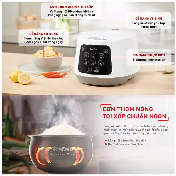 Nồi Cơm Điện Tử Tefal Easy Rice Compact RK730168 1 Lít