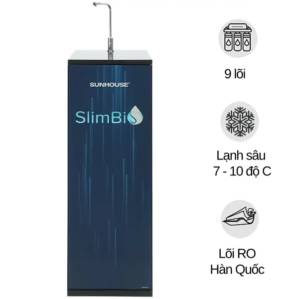 Máy Lọc Nước R.O Nóng Lạnh SUNHOUSE SLIMBIO SHA76214CK-S