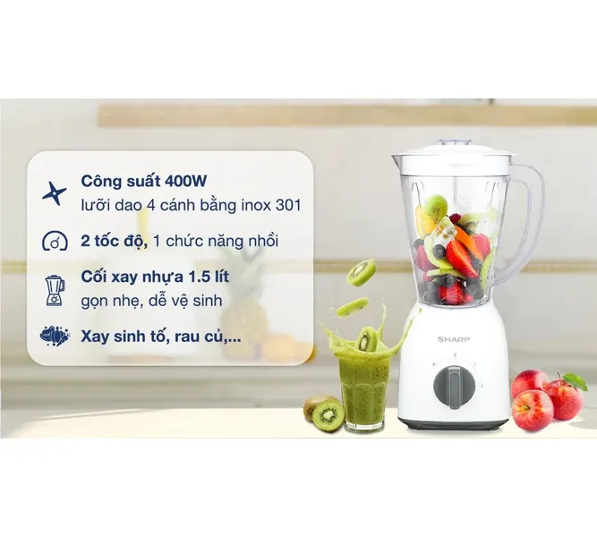 Máy Xay Sinh Tố Sharp EM-S154PV-WH