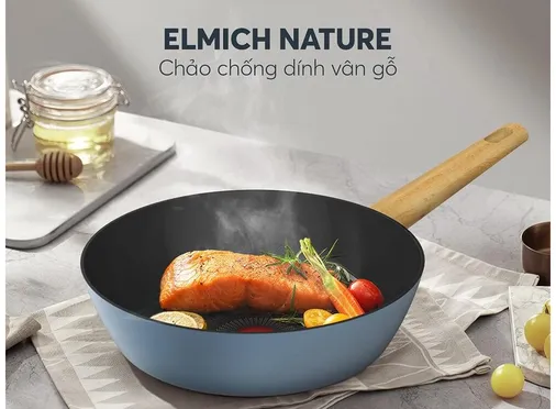 Bộ Nồi Chảo Chống Dính Vân Gỗ Elmich Nature EL-5206MG04 6