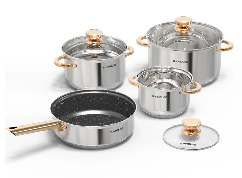 Bộ Nồi Chảo Inox 5 Đáy Sunhouse SHG789
