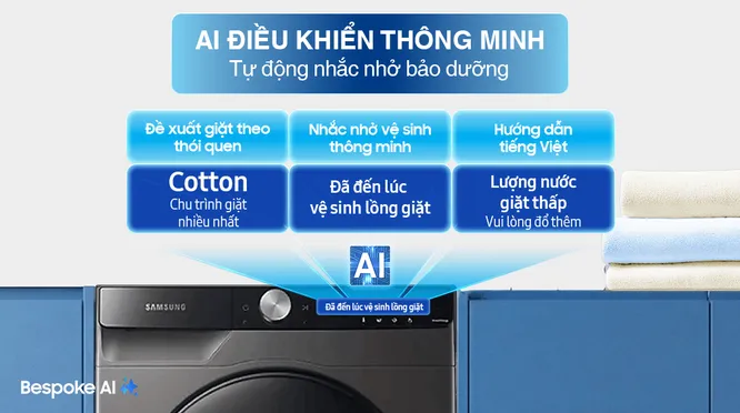 Máy Giặt Sấy Samsung Inverter AI 11/7 Kg WD11T734DBX/SV