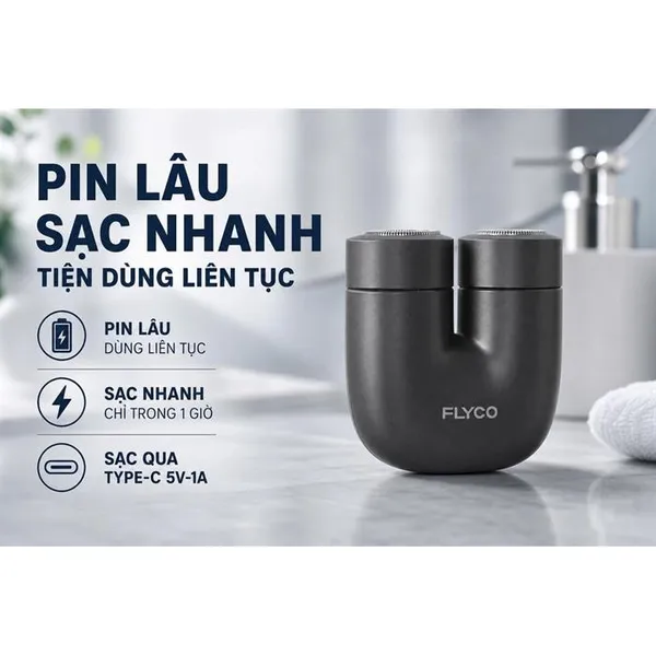 Máy Cạo Râu Điện Flyco U1VN Màu Đen
