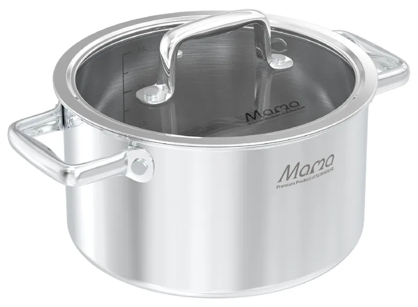 Bộ Nồi Chảo Inox Hybrid Liền Đáy Sunhouse Mama SHG810