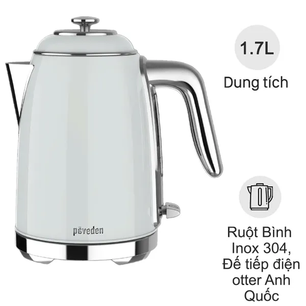 Ấm Đun Siêu Tốc Paveden PKT-1718GR 1.7 Lít