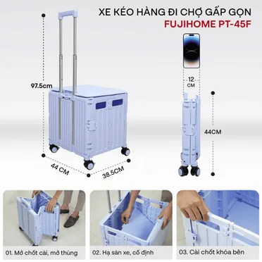 Xe Kéo Hàng Đi Chợ Rút Gọn Fujihome PT-45F 1