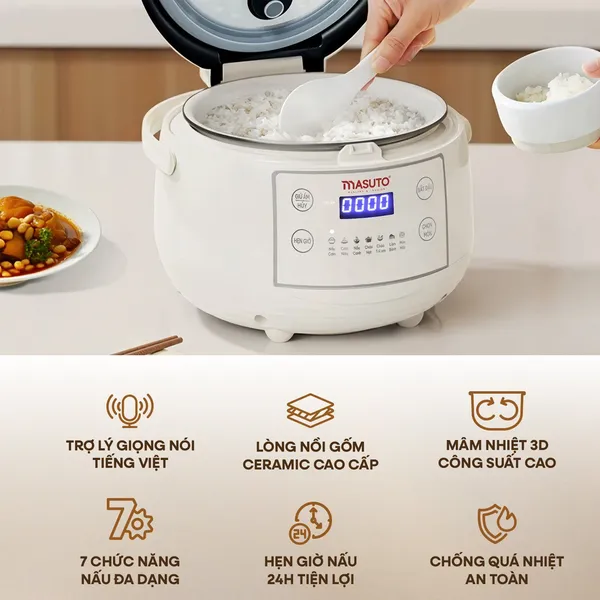 Nồi Cơm Điện Tử Masuto MSCookerAI 1.5 Lít Giọng Nói AI