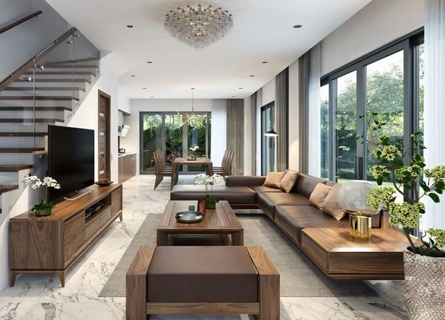 Sofa gỗ chữ L - xu hướng nội thất nhỏ gọn, tinh tế
