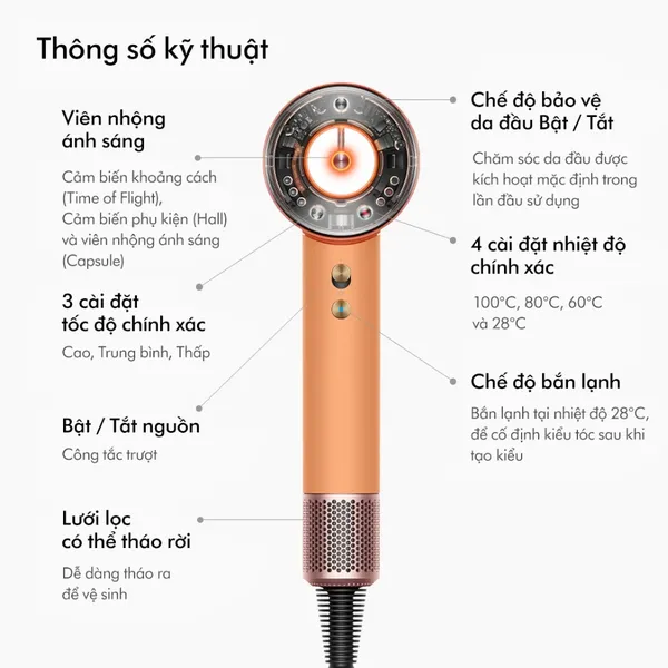 Máy Sấy Tóc Tốc Độ Cao Dyson Supersonic Nural™ HD16 Ceramic Apricot