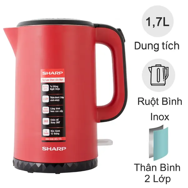 Bình đun siêu tốc 1.7 lít Sharp EKJ-17EVPS-RD