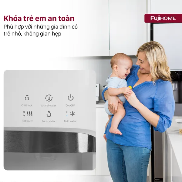 Cây Nước Nóng Lạnh Bình Âm Kèm Chức Năng Làm Đá Fujihome WD628C-IM