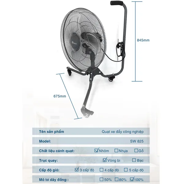 Quạt Sàn Công Nghiệp Sowun SW-825