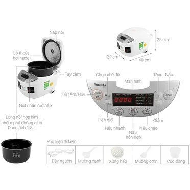 Nồi Cơm Điện Tử Toshiba RC-10DH2PV(W) 1 Lít 4