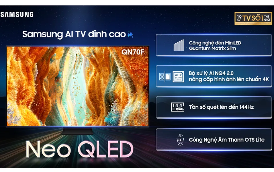 Smart AI Tivi Samsung Mini LED 4K 85 Inch QA85QN70F