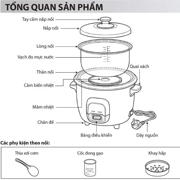 Nồi Cơm Điện Nắp Rời Simplehome G3803