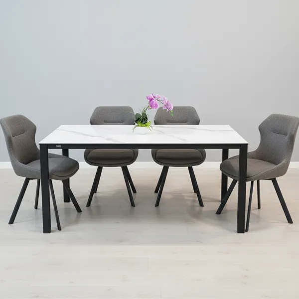 Bộ Bàn ăn Grand T22981A-D Đen + 4 Ghế ăn Zora VD6381-4 Nâu