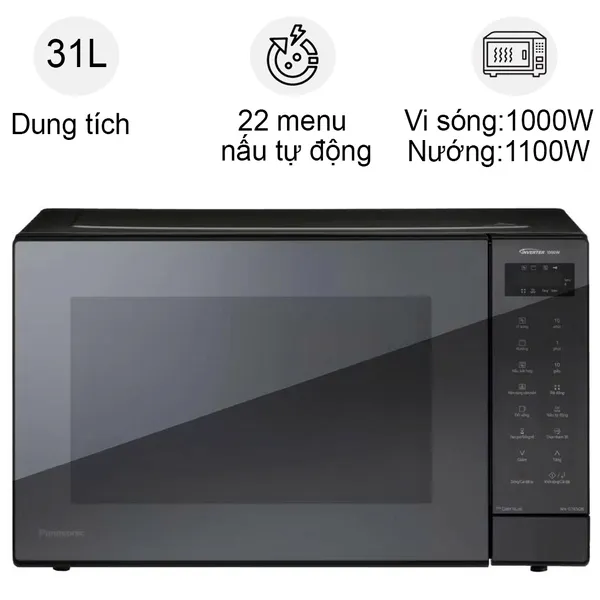 Lò Vi Sóng Inverter Kết Hợp Nướng Panasonic NN-GT65QBYUE 31 Lít