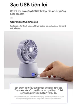 Quạt Để Bàn LocknLock ENF336IVY 3600mAh - Màu Ngà 11