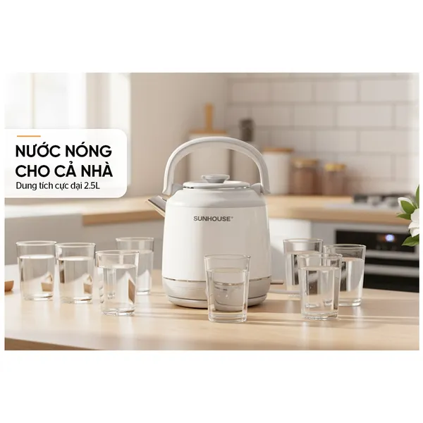Ấm Siêu Tốc Inox Giữ Nhiệt 2.5 Lít Sunhouse SHD1392