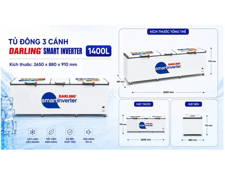 Tủ Đông Darling Inverter 1400 Lít DMF-1279ASI