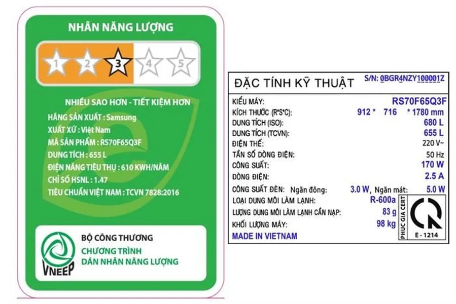 Tủ Lạnh Samsung Inverter 655 Lít RS70F65Q3FSV